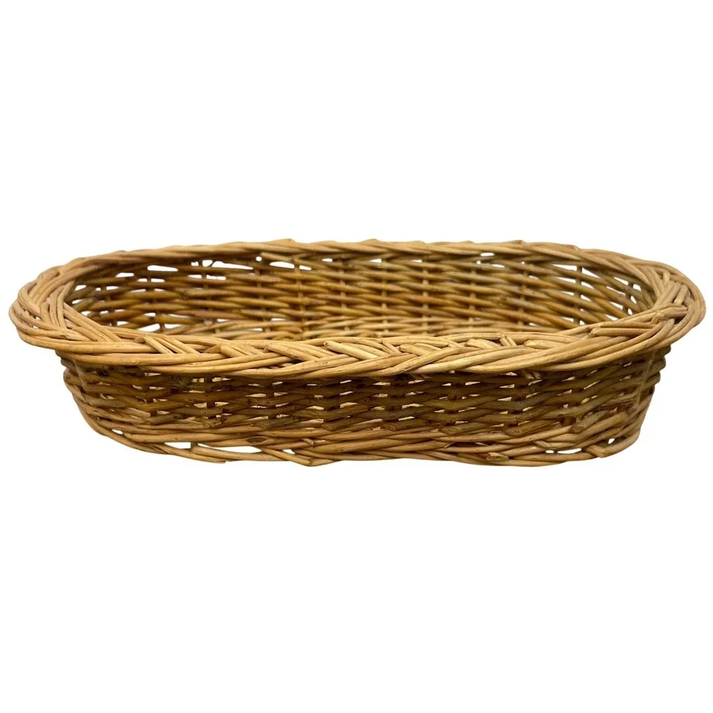 Woven Wicker Basket Oval Farmhouse Bread Serving Rustic‎ 10.5x7